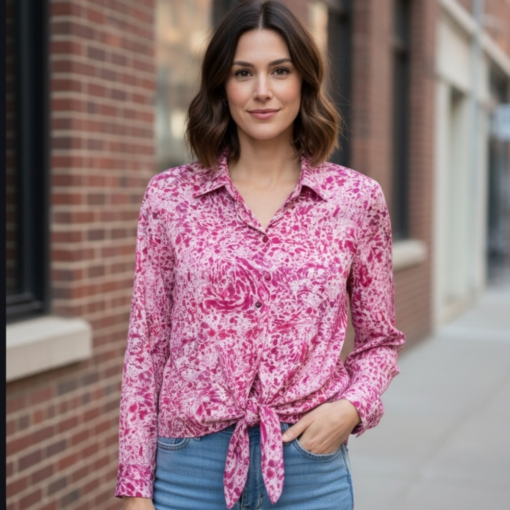 Maison D'Amelie Pink Blouse‎ Medium
